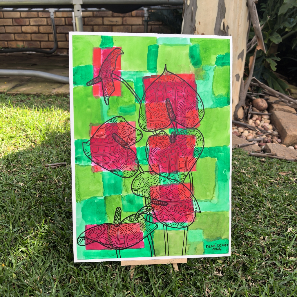 Red Anthurium, A3, Rene de Wet