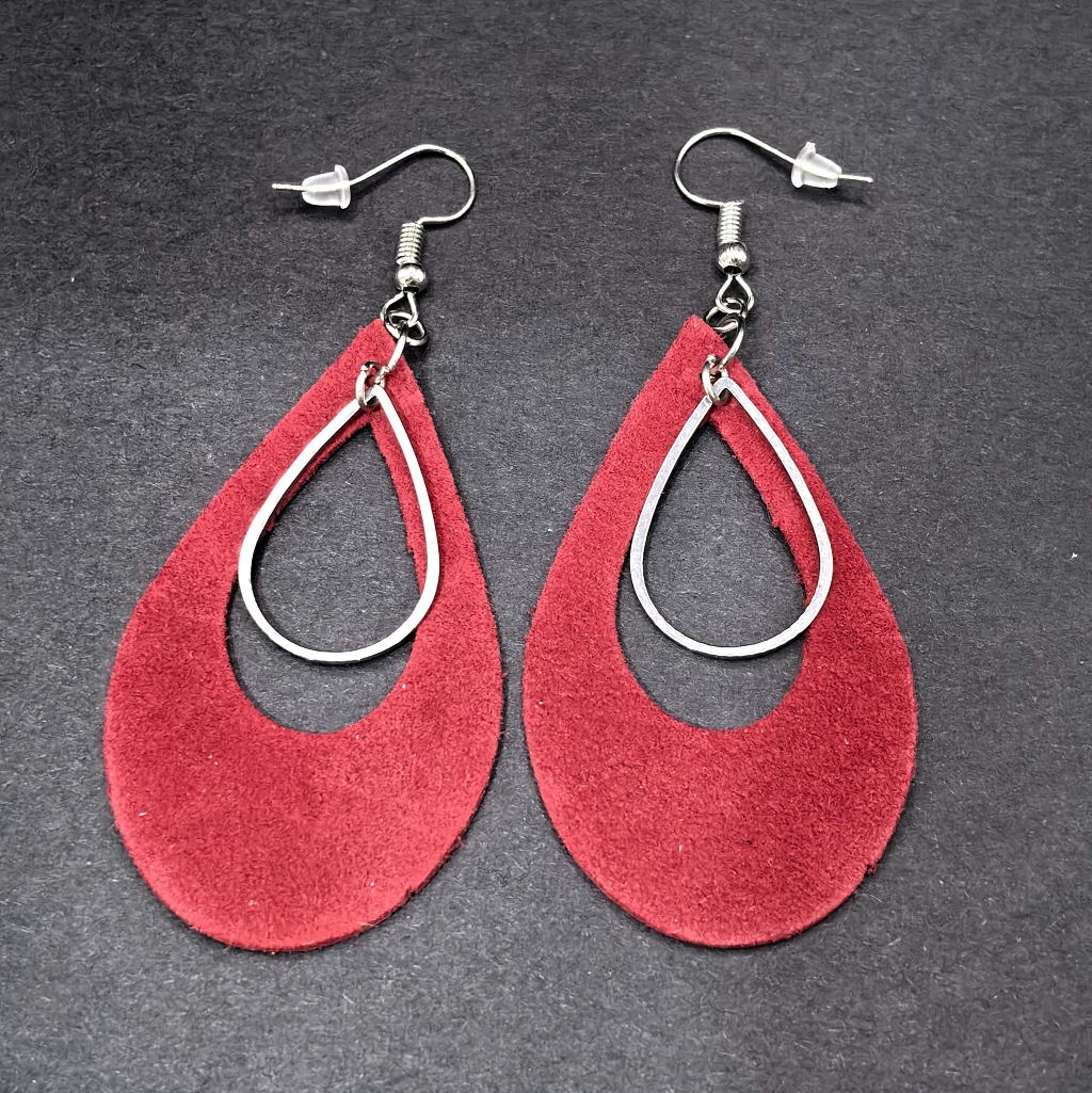 Teardrop Leather Earrings (Different colours) - Image 3