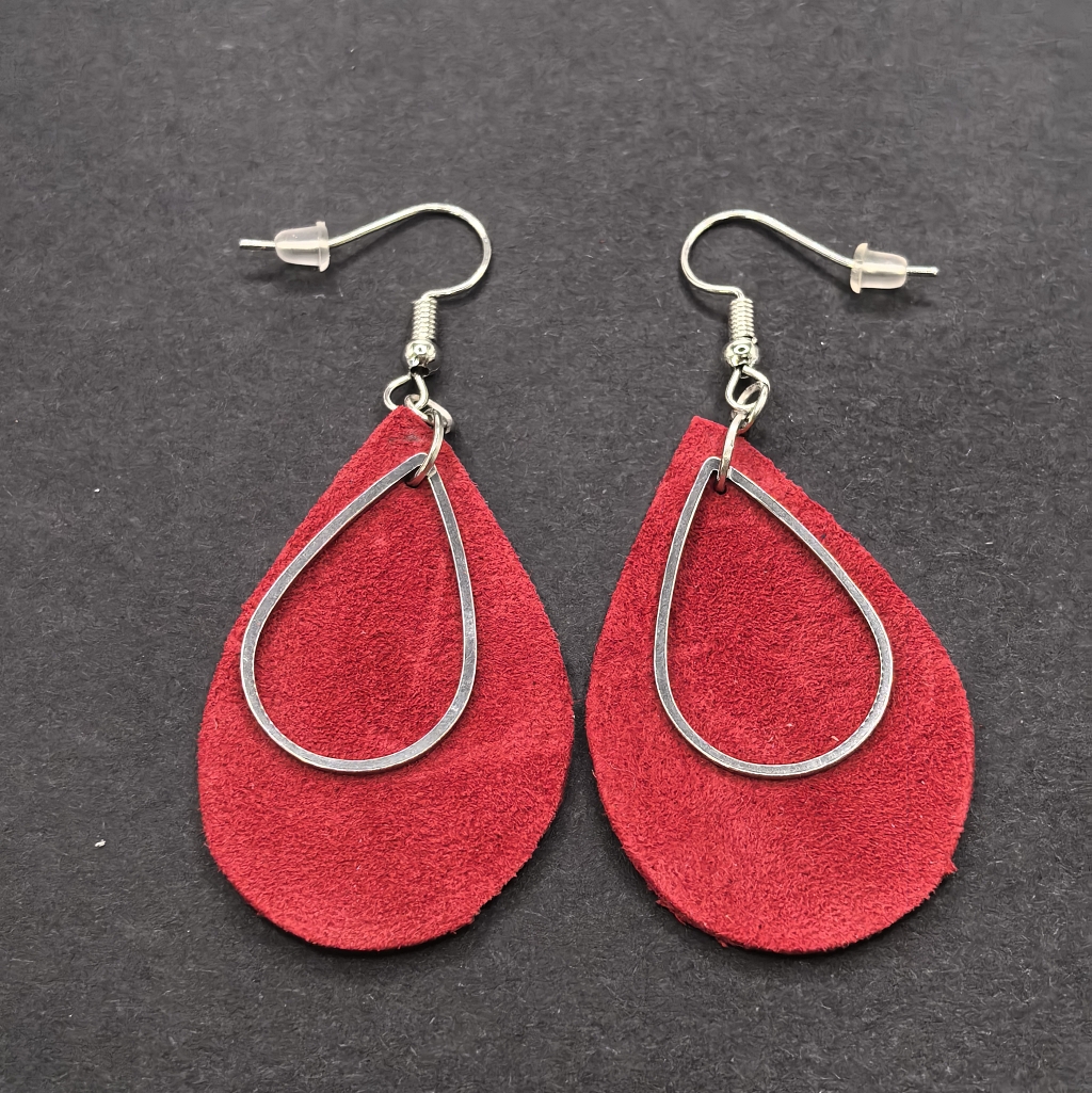 Teardrop Leather Earrings (Different colours) - Image 6