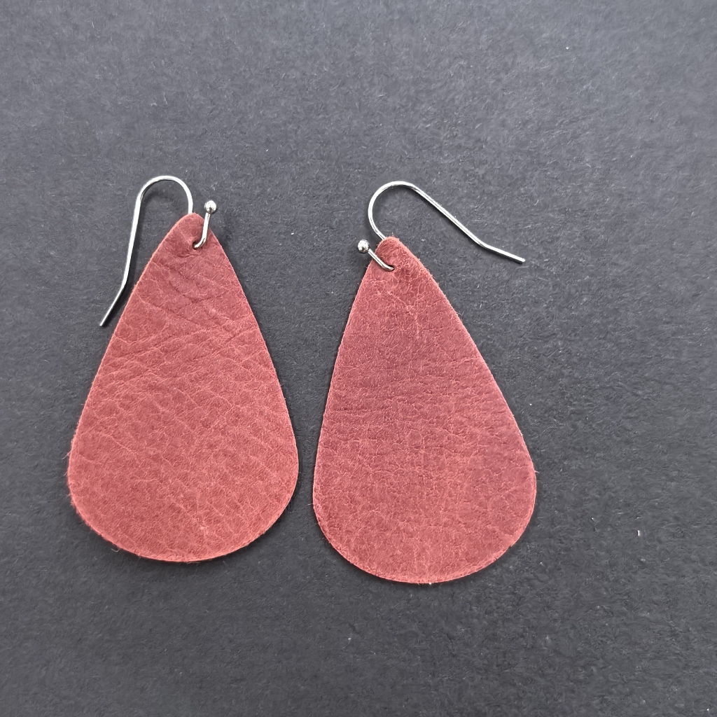 Teardrop Leather Earrings (Different colours) - Image 9