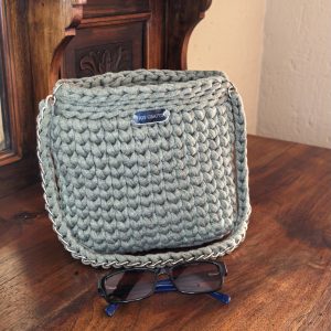 Handmade Sage Green Chunky Crochet Bag with Tassel